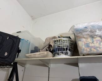 Estate Sale Utility Room Packed with Outdoor Apparel, Storage Bins & Vintage Accessories