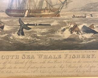 South Sea Whale Fishery Engraving Print, $60