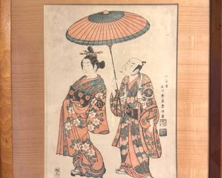Japanese Ukiyo-e Courtesan Print After Ishikawa Toyonobu, $50