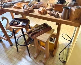 Artisan Custom-Made Wood Bar Table and Stool, $550