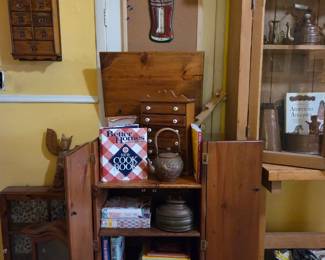 Primitive Pine Jelly Cupboard Cabinet Country Farmhouse Storage Cabinet, $160