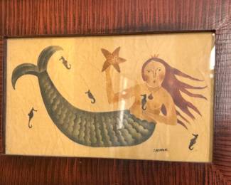 Folk Art Mermaid Framed Print, $25