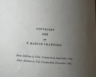 Sant' Ilario by F. Marion Crawford 1889 $ 30