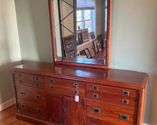 Furniture Vintage Oriental Dresser with Mirror