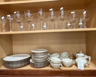 Dinnerware Set and Crystal Wine Glassses