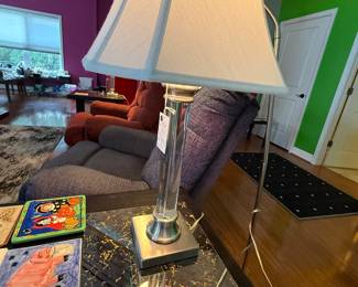 Charming Ceramic Picture Tiles, 2 Matching Table Lamps, Matching End Tables 