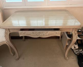 French Provincial Desk with whitewashed finish