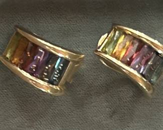 Vintage H. Stern 14K earrings with semi-precious baguette stones