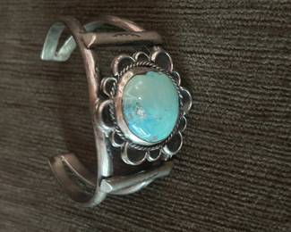 Vintage Native American Turquoise Bracelet Sterling Silver