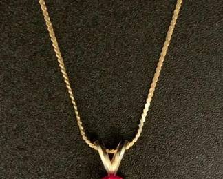 OR175V14 K Red Stone Necklace