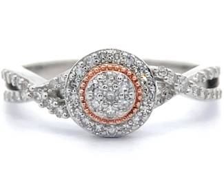 0.25 Carat Pavé Diamond Vine Infinity Symbol Two-Tone Ring