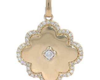 0.35 Carat Pavé Diamond Four-Leaf Clover Pendant in 14k Yellow Gold