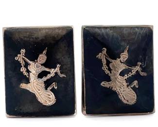 Vintage Siam Sterling Silver Clip-On Earrings