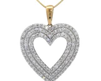 2 Carat Diamond Triple Row Halo Heart Pendant