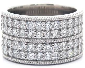 Wide 2.25 Carat Diamond Four-Row Double Stack Milgrain Statement Band