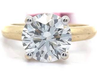 Classic 3 Carat Diamond Round Solitaire Ring in 14k Yellow Gold