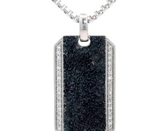 Luxe 0.25 Carat Pavé Diamond Black Enamel Dog Tag Pendant Necklace