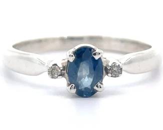 Natural Sapphire & Diamond Three-Stone Pinched Top Ring