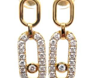 NEW! 1 Carat Pavé Diamond Paperclip Chain Dangle Earrings