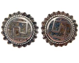 Vintage Taxco Mexico Geometric Screwback Earrings 