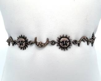 Vintage Faces Sun & Crescent Moon Link Bracelet 