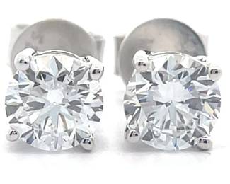 NEW! 1.50 Carat Round Diamond Solitaire Stud Earrings