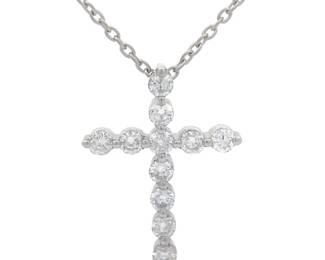 NEW! Classic 0.50 Carat Diamond Cross Pendant Necklace 