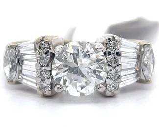 1.76 Carat Natural Diamond Ring in 18K White Gold