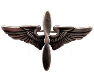 WWII Army Air Corps Sterling Silver Pilot Wings Pin Vintage Military Insignia