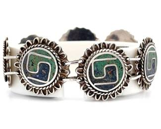 Vintage Taxco Mexico Southwestern Disc Link Aztec Bracelet