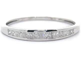 0.25 Carat Natural Diamond Princess Channel Semi-Eternity Ring in White Gold