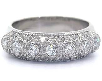 Antique Influence 0.75 Carat Diamond Milgrain Domed Band