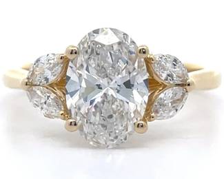 2.25 Carat Diamond Oval & Marquise Floral Ring in 14k Yellow Gold