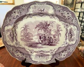 Antique Mulberry Transferware Platter