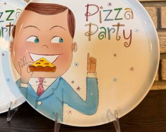 Vintage Napco Pizza Party Plates by Herman Neuhaus