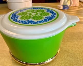 Vintage Pyrex Crazy Quilt Promotional Pattern Lidded Dish