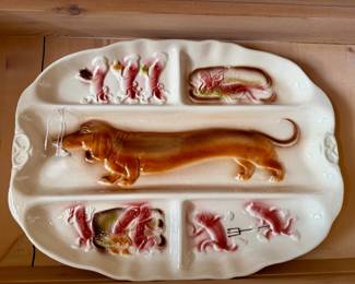 Vintage 1959 Lane & Co. Van Nuys California Pottery Platter Wiener Dog