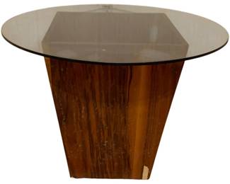302 - Glass Top Side Table - 22 x 16.5 (Description): small chip at bottom