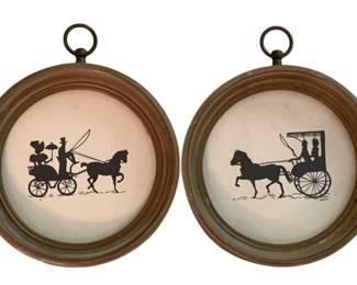 126 - 2 Framed Prints - 6" round