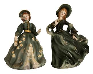 81 - 2 Lefton Figurines - as is - chipped - 8" tall