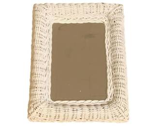 308 - White Wicker Mirror - 12 x 17