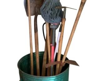3 - Assorted Yard Tools & Trash Can