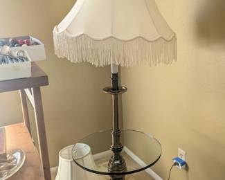 Glass & brass floor lamp