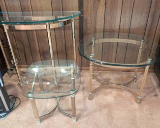Brass & glass occasional tables - very heavy 