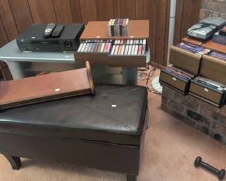 Rotating TV stand, collection of Southern Gospel cassette & VHS