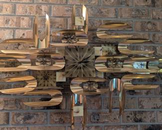 Rare Brutalist MCM wall art with operating clock