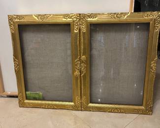 Gold wash frame shadowbox – memory board 40w x 28.5h – double door 