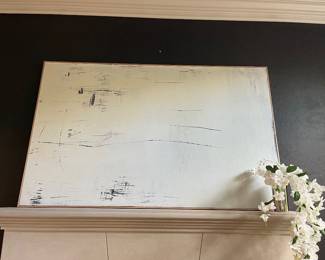 Large abstract art in brass frame