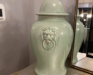 Celadon lidded jar – repro 14w x24h