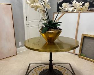 Restoration Hardware 20th Century Chrysanthemum Brasserie Table - black iron base – 40” round x 30” high 